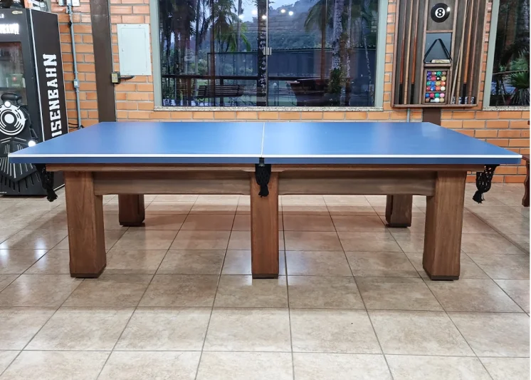 Mesa de Bilhar Hobby Oficial cor amadeirado Vintage com Tampo de Ping Pong